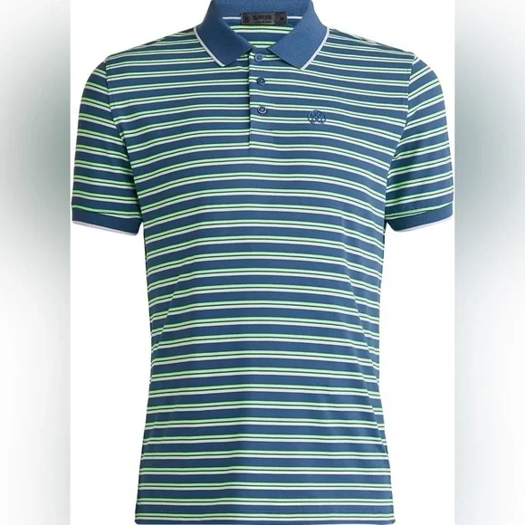 G/Fore Men’s XL Blue Green Stripe Tech Golf Prep Performance Jersey Polo Shirt - Picture 11 of 11
